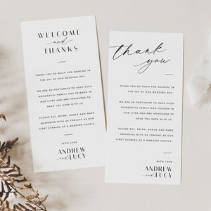 Minimalist Wedding Table Thank You Template, Thank You Napkin Note, Printable Thank You, Place Setting Thank You, Editable VP001 image 4