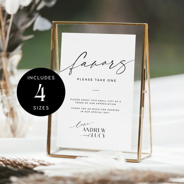 Wedding Favors Sign Template, Editable Elegant Wedding Favors Gift Sign Template, Minimalist Modern Printable Wedding Favours Sign - VP001