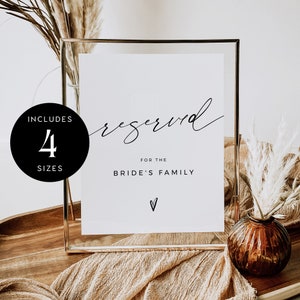 Modern Reserved Signs Template, Wedding Reserved Cards, Minimalist Wedding Reserved Sign, Reserved Table Sign, Reserved for - VP001