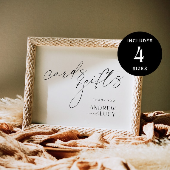 Modern Cards and Gifts Wedding Sign Template, Tabletop Cards & Gifts Sign, Wedding Reception Cards and Gifts Sign Bridal Shower Sign - VP001