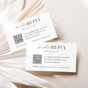 QR Code Visitenkarte Rsvp, Antwortkarte, Moderne Hochzeitsantwortkarte, Minimalistische QR Code Antwortkarte, Minimalistische Hochzeitsantwortkarte - VP001