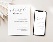 Modern Rehearsal Dinner Invitation, Minimalist Dinner Invite, The Night Before Wedding Rehearsal Invite, Editable Template - VP001