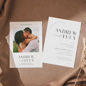 Photo Engagement Party Invite Template, Picture Engagement Party Invite, Modern Couples Shower Invite - VP001