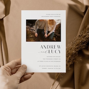 Photo Engagement Party Invite Template, Picture Engagement Party Invite, Modern Couples Shower Invite - VP001