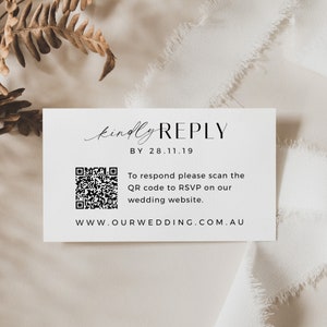 QR-code visitekaartje Rsvp, antwoordkaart, moderne bruiloft antwoordkaart, minimalistische QR-code responskaart, minimalistische bruiloft antwoordkaart - VP001
