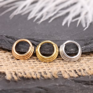 16G Triple Stacked Septum Clicker Hoop Kirurgiskt Stål Gångjärnsförsedda Näsringar Daith Helix Brosk Piercingsmycken