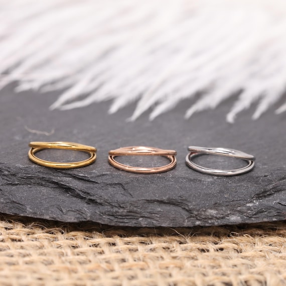 Double Hoop Nose Ring 16G 18G  Nose Piercing 316L Surgical Steel Gold Silver Rose Gold Black Rainbow Cartilage Hoop Minimalist Body Jewelry