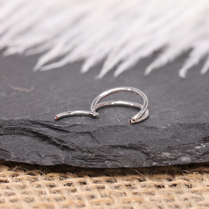 Double Hoop Nose Ring 16G 18G Nose Piercing 316L Surgical Steel Gold Silver Rose Gold Black Rainbow Cartilage Hoop Minimalist Body Jewelry image 8