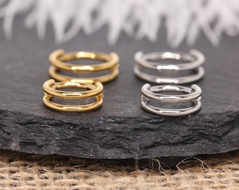 316L Surgical Steel Double Open Nose Ring Hoop Minimalist Septum Ring Gold Silver 16G 18G Dainty Open Nose Hoop Body Jewelry