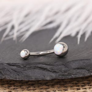 14G Opal Ball Navel Ring Belly Button Piercing Internal Thread G23 Titanium Gold Silver Rose Gold White Blue Purple Opal Dainty Body Jewelry Silver-White Opal