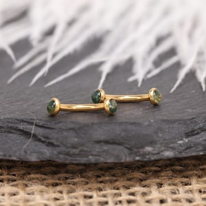 16G 18G Moss Agat Ögonbrynspiercing Skiva Böjd Skivstång G23 Titan Guld Natursten Minimalistisk Kroppssmycken