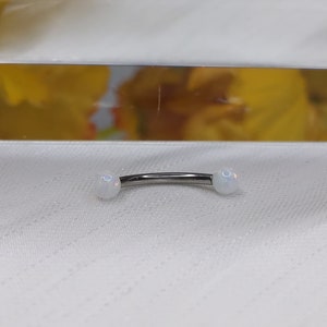 16G G23 Titanium Opal Internally Threaded Curved Barbell Eyebrow Belly Lip Tragus Ring Piercing Jewelry