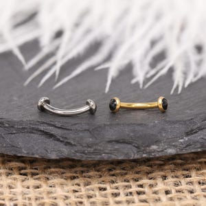 16G 18G Zwarte Agaat Wenkbrauw Piercing Disc Gebogen Barbell G23 Titanium Goud Zilver Binnendraad Minimalistische Lichaamssieraden