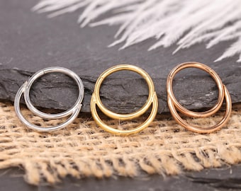 16G Double Hoop Nose Ring 316L Surgical Steel Nose Piercing Gold Silver Cartilage Hoop Minimalist Dainty Body Jewelry