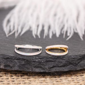 316L Surgical Steel Double Opal Nose Ring Hoop White Opal Septum Ring Gold Silver 16G Dainty Open Nose Hoop Body Jewelry