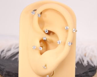 G23 Titanium White CZ Horseshoe Ring Circular Barbell Septum Nose Ring Gold Silver 16G 18G Body Piercing Jewelry