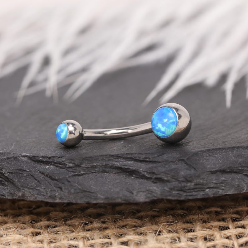 14G Opal Ball Navel Ring Belly Button Piercing Internal Thread G23 Titanium Gold Silver Rose Gold White Blue Purple Opal Dainty Body Jewelry Silver-Blue Opal