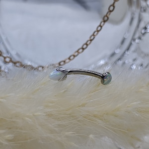 16G G23 Titanium Opal Internally Threaded Curved Barbell Eyebrow Belly Lip Tragus Ring Piercing Jewelry