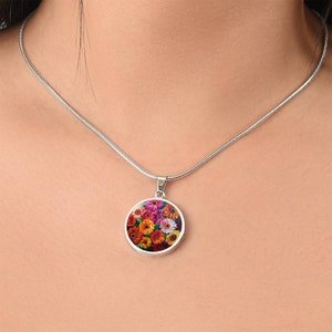 Gerbera Garden Delight Pendant - Lush Meadow Array Necklace - Summertime Floral Jewelry