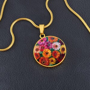 Gerbera Garden Delight Pendant - Lush Meadow Array Necklace - Summertime Floral Jewelry