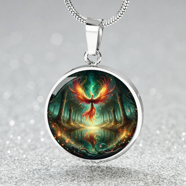 Mystical Phoenix Necklace - Enchanted Forest Pendant - Mythical Firebird Talisman