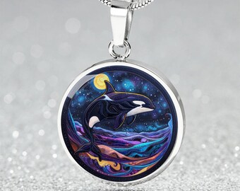 Ciondolo Sinfonia Cosmica dei Cetacei - Collana Sogni di Orca Stellata - Fascino dell'Aurora Oceanica