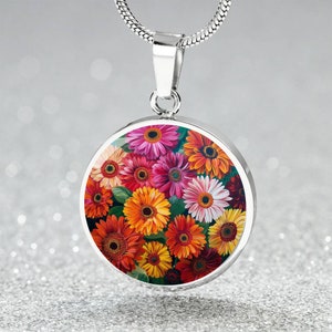 Gerbera Garden Delight Pendant - Lush Meadow Array Necklace - Summertime Floral Jewelry