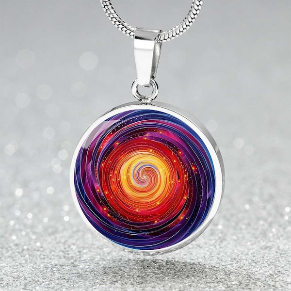 Cosmic Spiral Pendant - Galactic Whirlpool Necklace - Celestial Journey Charm