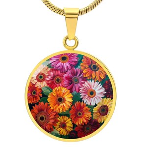 Gerbera Garden Delight Pendant - Lush Meadow Array Necklace - Summertime Floral Jewelry