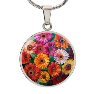 Gerbera Garden Delight Pendant - Lush Meadow Array Necklace - Summertime Floral Jewelry