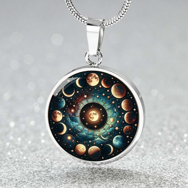 Cosmic Ballet Circle Pendant - Astral Orbs Necklace - Celestial Dance Jewelry