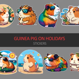 Guinea pig on holidays - stickers with transparent background  (PNG , PDF)