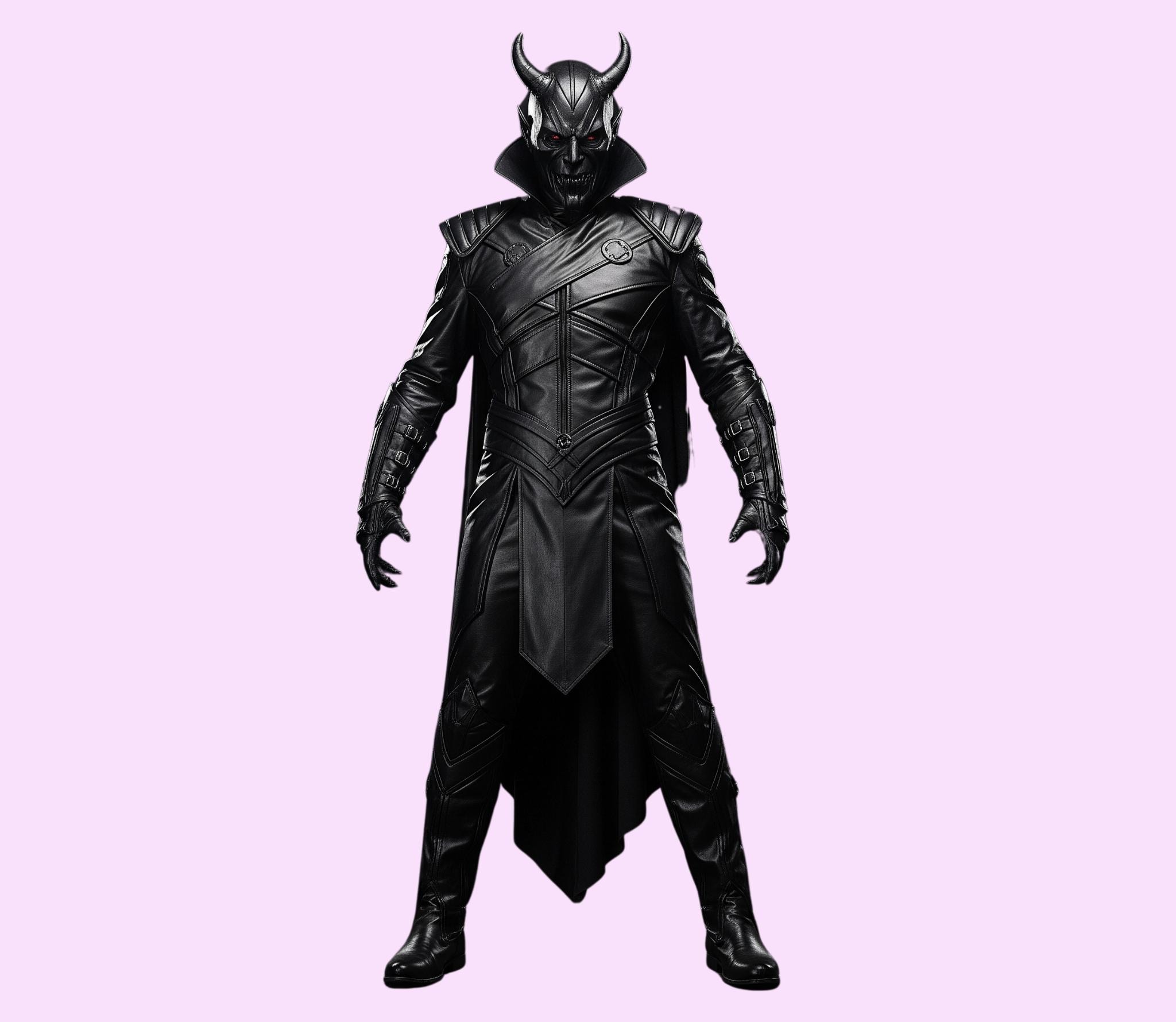 Genuine Leather Evil Knight Cosplay Coat, Men's Black Satanic Warrior ...