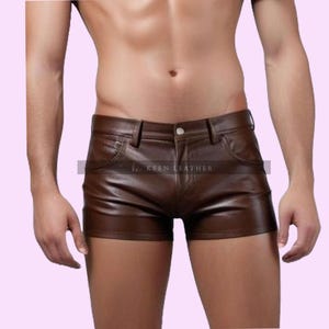Men&#39;s Leather Booty Short, Real Leather Handmade Summer Short, Mens Leather Brown Short, Genuine Leather Men&#39;s Short, Gift For Him