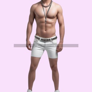 Soft White Leather Slim Fit Booty Shorts, Genuine Leather Mens Party Shorts, 100% Real Leather Sexy Mens Shorts, Gift For Him