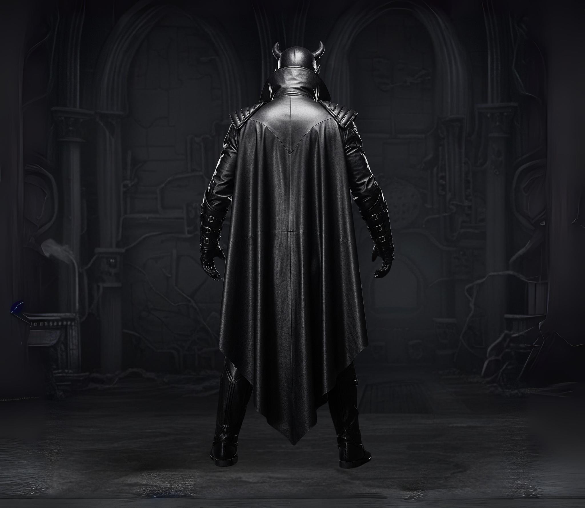Genuine Leather Evil Knight Cosplay Coat, Men's Black Satanic Warrior ...