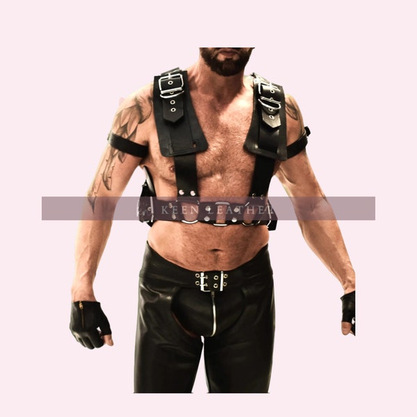 Genuine Leather Men Harness, Gladiator armor Harness, Handmade Hunter Body Harness ,BDSM Play