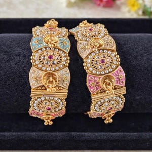Meenakari Ghungroo Bangles: Rajwadi Gold Plated Bridal Kada