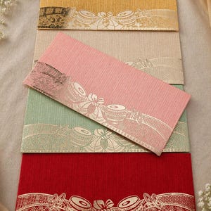 Indian Wedding Envelopes Set, Shagun Money Envelopes, Traditional Gift Covers, Floral Gold Foil Wedding Cards, Festive Envelopes