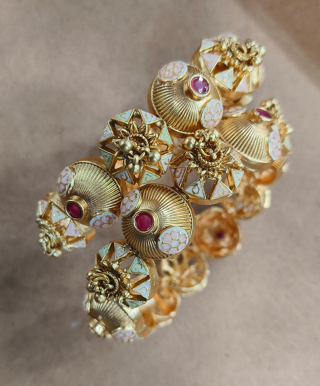 Red - Handcrafted Fabart Ghungroo Bangle by Asalkaar