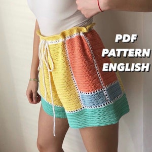 PDF-file for Crochet PATTERN Shorts, Multicolored Crochet Shorts , Sizes XS,S,M,L,Xl