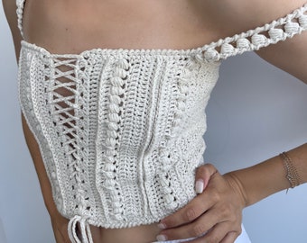 Pattern Top-corset Tulum in English PDF format Crochet tutorial
