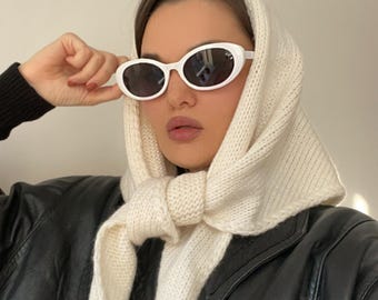 Feminine Knitted Merino Scarves, Triangle Scarf