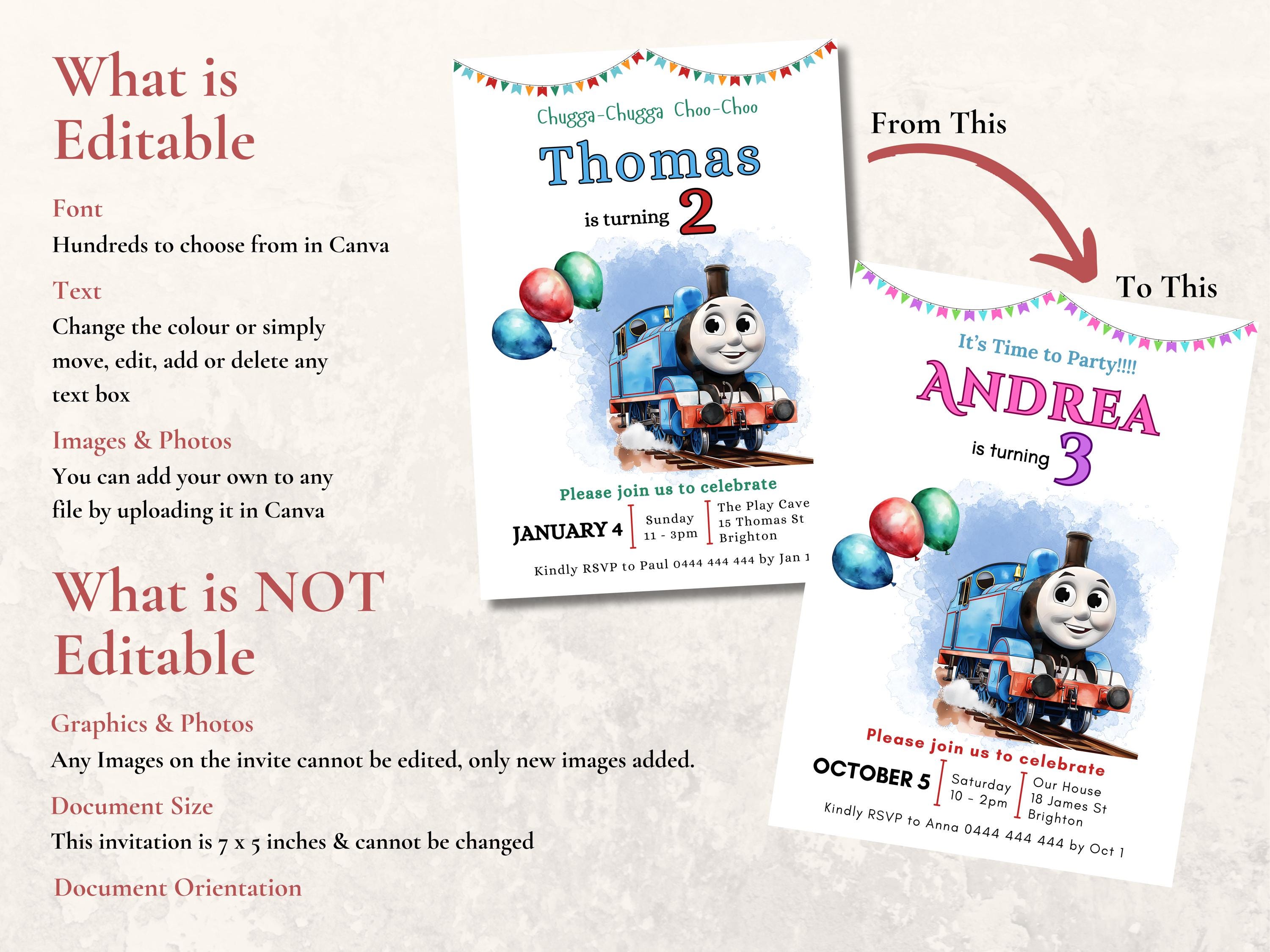 Thomas the Tank Engine Birthday Invitation Editable Template Digital ...