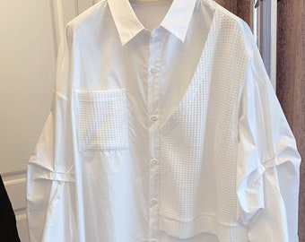 Long Sleeve Women Blouse White Cotton Oversized T Shirt Loose - Etsy