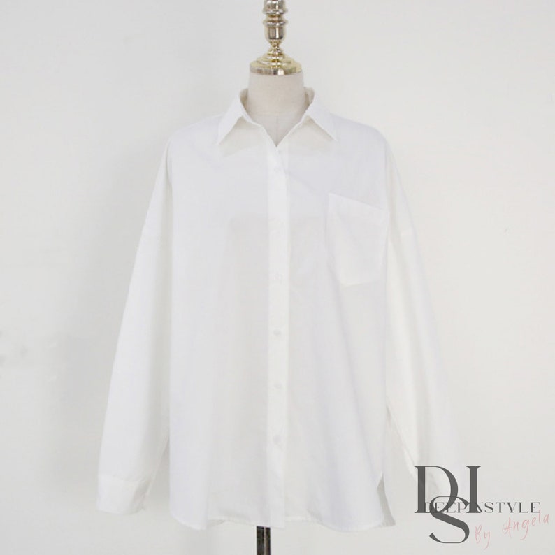 Long Sleeve Women Blouse White Cotton Oversized T Shirt Loose - Etsy