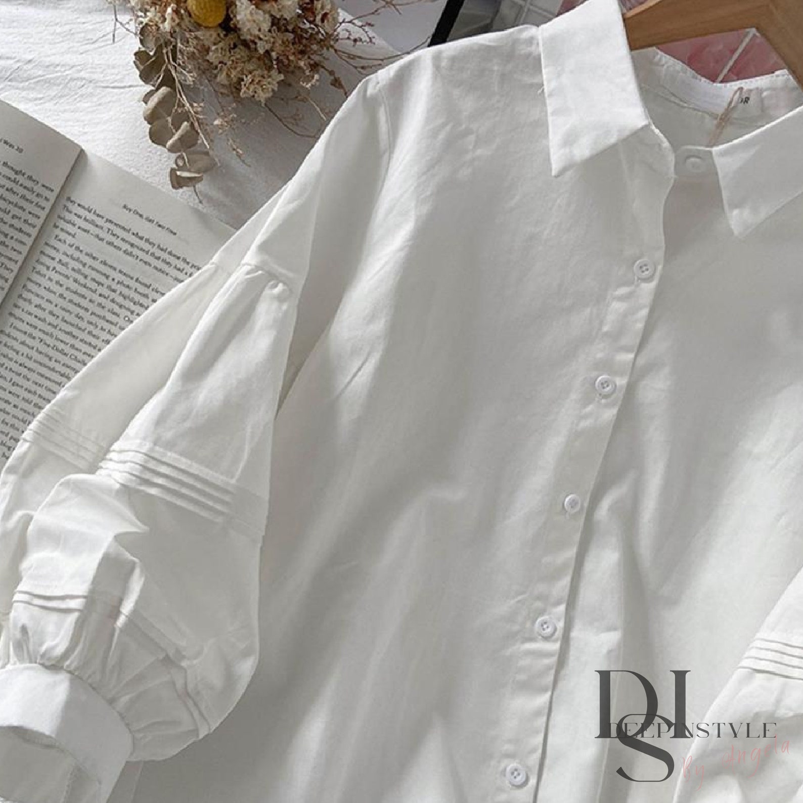 White Blouse Bishop Sleeve Shirt Long Sleeve Lantern Blouse - Etsy