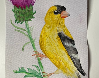 ORIGINAL Canary Watercolour Painting, Birds Watercolour Art, Bird Wall Art, Birds Decor, Unique Gift, Color bird