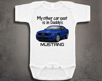My Other Car Seat is in Daddy's Antique Classic Onesie - Blue Muscle Car Baby Gift