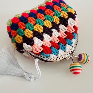 Carteiras quadradas feitas à mão da vovó – Uma mistura de charme vintage e artesanato, porta-moedas feito à mão, carteira de crochê feminina, bolsa com fecho de beijo